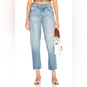 GRLFRND Helena Women’s High Rise Straight Leg Crop Jeans Size 28 Distressed